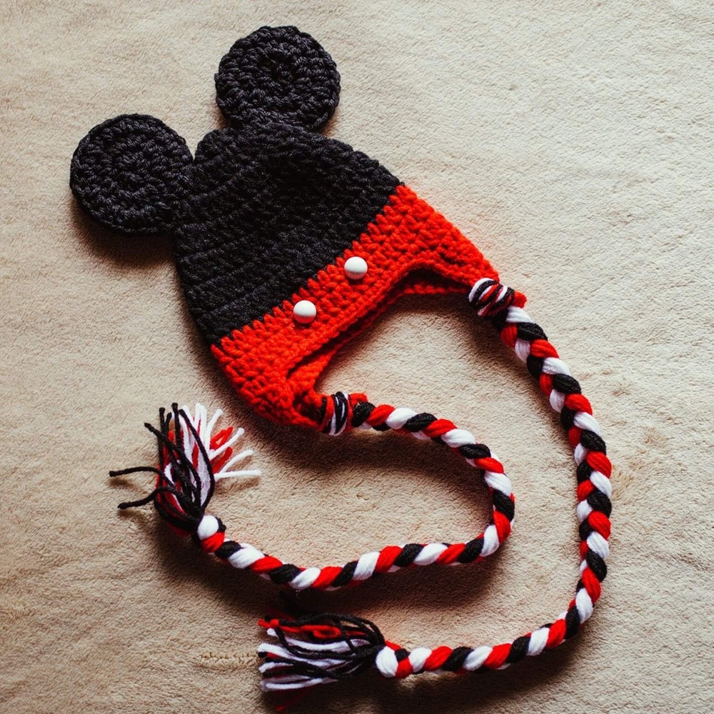 Handmade Mickey inspired crochet hat